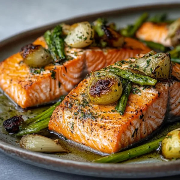 A nutritious plate featuring grilled salmon fillet, colorful vegetables, and lemon slices, exemplifying the health benefits of salmon.